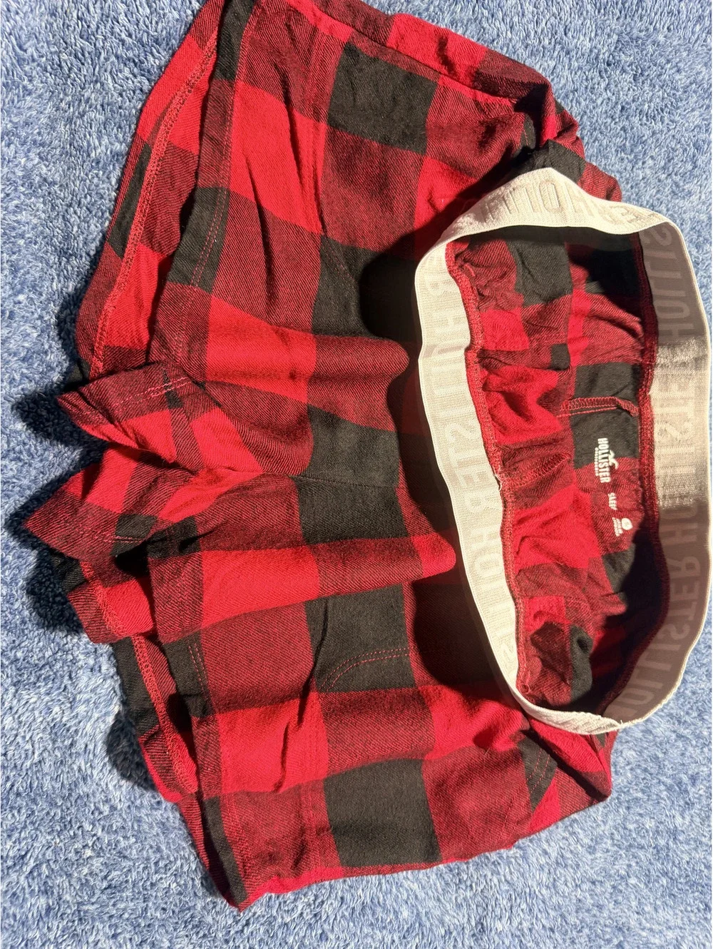 Hollister Red and Black Plaid Sleep Shorts Size S